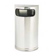 United Metallic Receptacle Satin Stainless Trash Can  